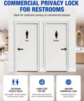 Heavy Duty Dual Pack Bathroom Lock With Vacant Occupied Sign For Door Handle Commercial Grade Restroom Knob Perfect AirBnb Mall Office Usage, men and women doors