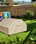 Kids Picnic Table Cover Weatherproof And Waterproof 40x40x21 Inches UV Resistant Shield installed on toddler patio table in yard