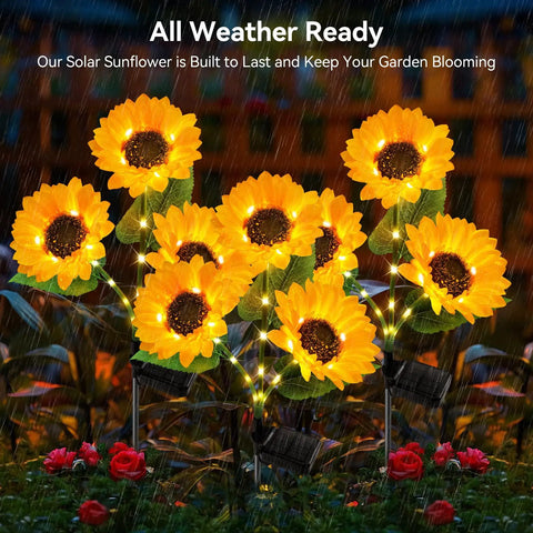 9 Sunflower Solar Garden Lights Outdoor Set Waterproof Auto On Off Solar Decorative Lights For Yard Patio Backyard