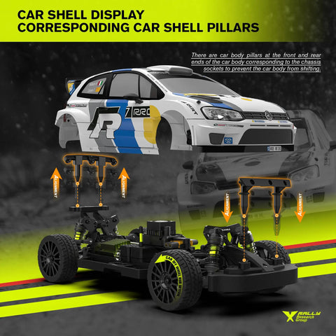 All Terrain RC Monster Truck For Adults With Gyro Top Speed 50 Plus MPH 4WD Off Road Rally Car Waterproof Remote With LED Lights Built Tough 1.2mm PC Body Realistic Graphics, car shell components displayed with chassis