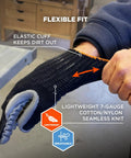 Person wearing ProFlex 9000 Anti-Vibration Work Glove With Chloroprene Palm Pad, Ultra Light Breathable Cotton Nylon Knit, Large Black