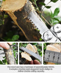 Everyday Carry 18 In 1 Multitool Pliers Set with Double Peak Wood Saw cutting a branch