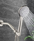 8 Inch Anti Leakage Ceiling Wall Shower Arm With Flange In Brushed Nickel Finish, Solid Brass Construction, shower head spraying water