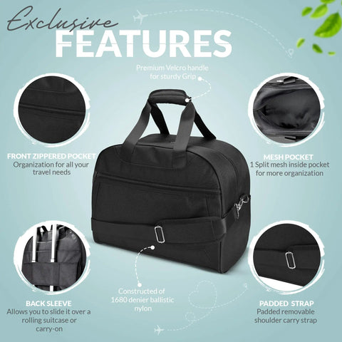 Underseat Personal Item Carry On Bag For Airlines Durable Nylon 1680 Denier Ballistic Duffel Bag With Shoulder Strap features