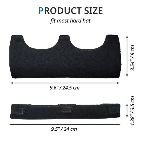 10 Pack Hard Hat Sweatbands For Welding Helmets Washable Reusable Cotton Liner showing product size dimensions with metric.