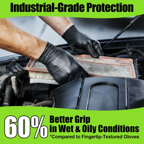 10 Mil Nitrile Gloves Large Disposable Heavy Duty Work Gloves With Raised Diamond Texture For Auto Repair Garage And Industrial Tasks Tough As Nails Latex Free 50 Count