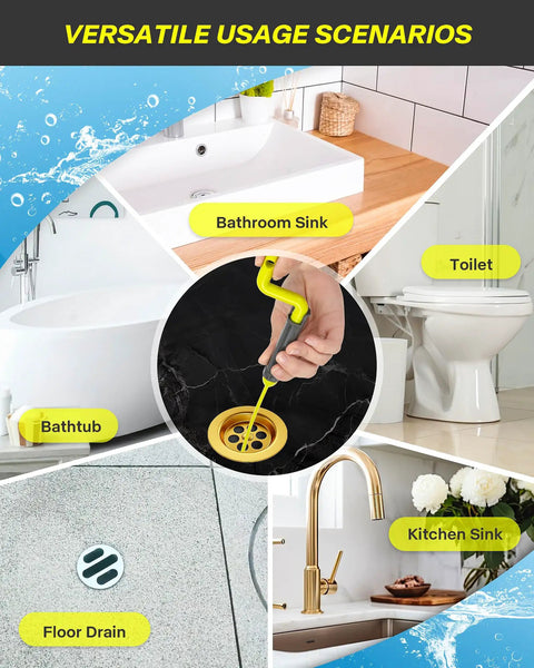 35 Inch Drain Clog Remover Kit With No Fuss Rotating Handle 7 Pack Hair Clog Remover Plumbing Snakes for bathroom sink, toilet, bathtub, kitchen sink, floor drain