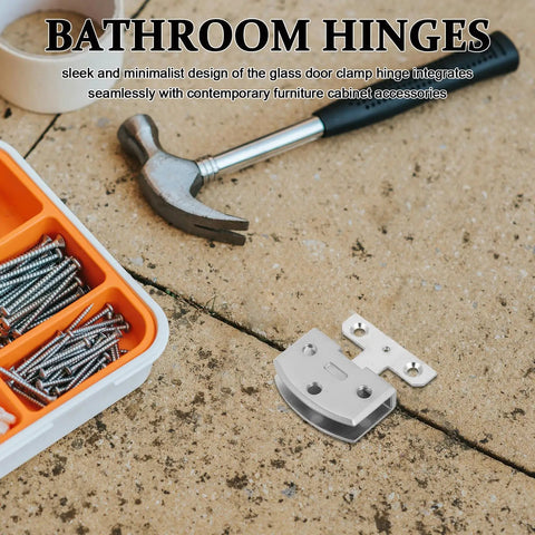 Beefed Up Heavy Duty Glass Door Hinges Pivot Hinge Set Stainless Steel 2 Pack For Quick Mounting Strong Load Bearing Cabinet And Bathroom Mirror Doors Ideal For Residential And Commercial Use, stainless hinge parts with screws and hammer
