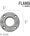 2 Inch Malleable Iron Floor Flanges Set Of 4 For Standard 2 Inch Threaded Pipes And Fittings, Industrial Steel Grey, front view.