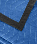 Ultra Large 80 By 72 Inch Moving Blankets 12 Pack Beefy Heavy Duty Furniture Pads detail, blue quilted fabric and black edge