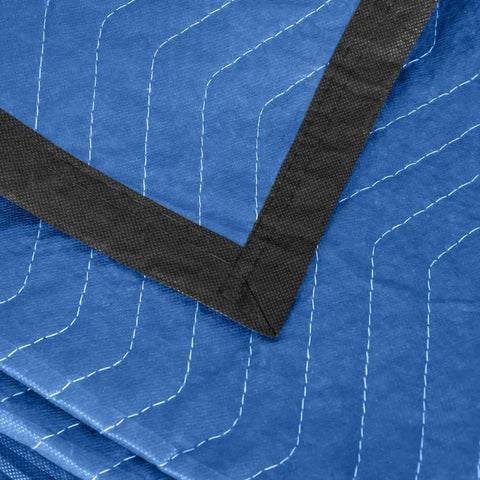 Ultra Large 80 By 72 Inch Moving Blankets 12 Pack Beefy Heavy Duty Furniture Pads detail, blue quilted fabric and black edge