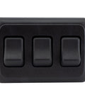 Triple SPST On Off Switch With Bezel For RVs Trailers Campers And Boats 12 Volt 16 Amp 125 250 VAC Black UL CSA VDE Listed