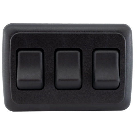 Triple SPST On Off Switch With Bezel For RVs Trailers Campers And Boats 12 Volt 16 Amp 125 250 VAC Black UL CSA VDE Listed