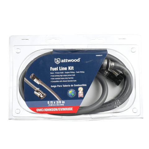 Marine Fuel Line Kit 6 Foot 3/8 Inch Hose With Tank and Engine Fittings Primer Bulb EPA Compliant CARB Approved labeled in packaging