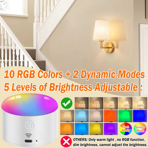 Wireless Battery Operated Wall Sconce Set Of Two With Remote Control Dimmable Indoor Wall Mounted Lamps Rechargeable Bulbs