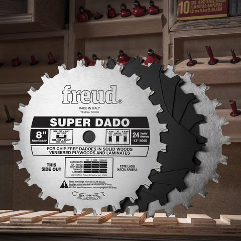 6-Inch Super Dado Set With Micro-Adjustments In 0.004-Inch Increments, Multi-Profile Cutter System, TiCo Hi-Density Carbide Blades