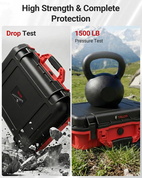 Road Trip Ready Waterproof Hard Case for Starlink Mini Kit drop test and 1500 lb pressure test outdoors