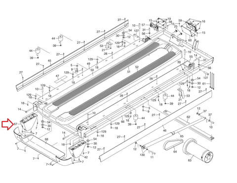 Beefy Left Rear Foot Replacement Part Number 450052 For NordicTrack Commercial 1250 1750 2450 Treadmills Stabilizing Frame Base Component For Fitness Equipment Heavy Duty Support Foot diagram
