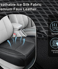 Ventilated Black Bottom Car Seat Cover With 3D Air Mesh Breathable Front Leather Protectors Universal Fit shown in vehicle