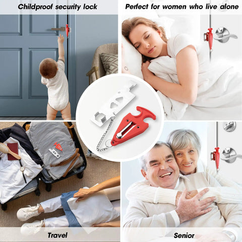 Two Pack Portable Door Lock Set For Extra Security And Privacy Great For Travel Hotels Homes Apartments Dorms And College Use