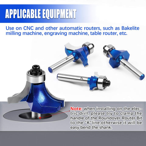 Roundover Router Bit Set With 1/4 Inch Shank Pro Grade Carbide Tip 2 Flutes Radii for CNC Woodworking and Edge Forming
