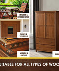 Hella Fast Drying Water Based Wood Stain With A Slick Matte Finish For Indoor And Outdoor Furniture Cabinets And Wood Paneling on various wood types.