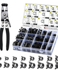 Beefy Spring Hose Clamp Kit With Pliers 130 Piece 6 To 25 mm Assortment for automotive fuel lines and hoses in plastic case