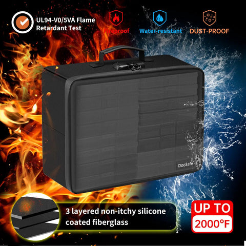 Fireproof Photo Storage Box With Lock 16 Inner 4x6 Photo Cases Water Resistant Collapsible Organizer Against Fire and Water