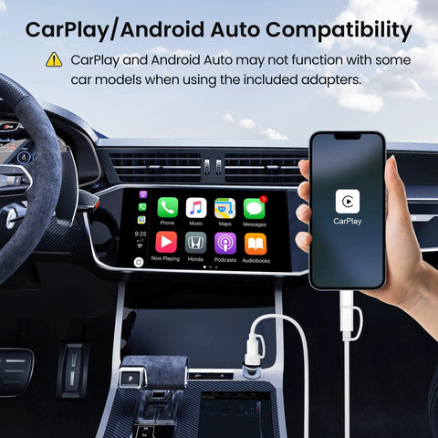 4 In 1 USB C Charger Cable With USB C To USB C And Lightning Adapters, 60W Fast Charging, 6.6Ft shown in car for iPhone 17 Pro