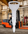 Toyota Forklift Keys 10 Pack 57591-23330-71 575912333071 A62597 Boss Grade Replacement Keys for Toyota Forklifts, OEM-Grade, Precision Cut, Heat Resistant, Corrosion Resistant, Bend Resistant, Durable. silver forklift key with 50 marking