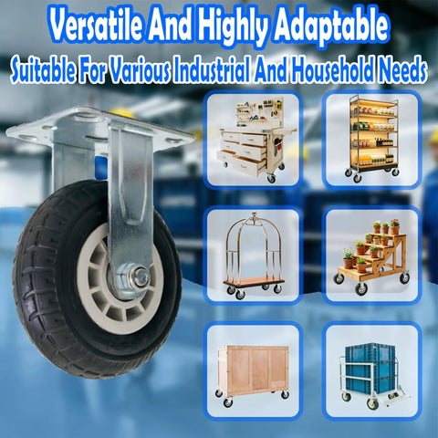 Five Inch Heavy Duty Casters Set Of Four Premium Swivel Rollers Built Tough As Nails Featuring Non Marking Rubber Wheels for versatile use.