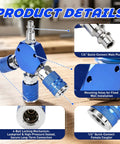 Quarter Inch NPT 3 Way Air Hose Splitter With Quick Connect Fittings lets you run three tools at once hex aluminum body