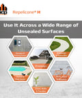 Real Deal Penetrating Concrete Sealant For Driveways And Garage Floors displayed across various unsealed surfaces.