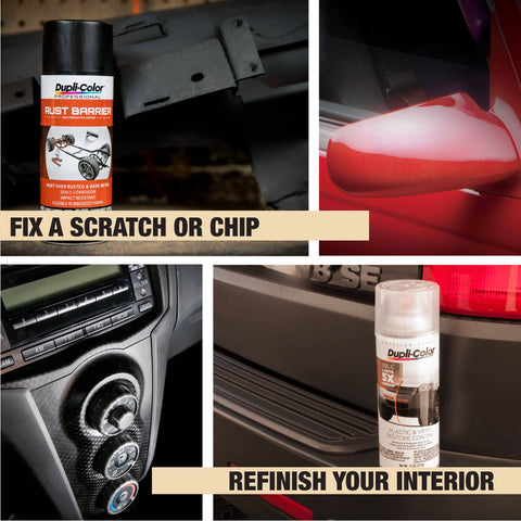 Collage featuring automotive repair products including Scratch Fix All In One Exact Match Automotive Touch Up Paint Marker