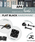 Wave Style Passage Door Levers With Keyless Non Locking Interior Handles For Hall And Closet Doors Black Finish shown in a hardware set.