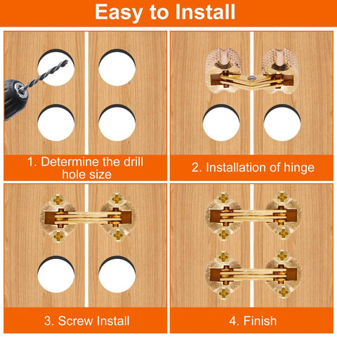 Installation guide for Hidden Brass Barrel Hinges For Wood Boxes 4 Pack 10mm With 16 Screws 180 Degree Opening Ideal For DIY Jewelry Box Making