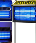 4500V Sun Powered Beast Bug Zapper Outdoors Waterproof Cordless Electric Fly Trap With solar panels and LED lights.