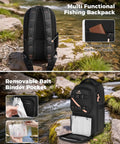 Women's Fishing Sling Bag With Lure Rod Holder And Phone Pouch Waterproof 3600 Tackle Backpack showing back view with anti-theft pocket.