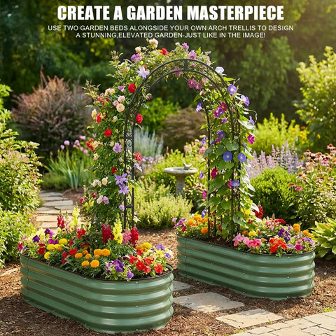 Galvanized Raised Garden Bed Kit 2 Pack 4x2x1 ft Oval Planter Boxes With Rubber Strip For Outdoor Veggies Flowers And Herbs Built To Last In Olive Green