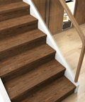 Brown Chestnut Wood Peel And Stick Floor Tiles That Look Real Waterproof Vinyl Planks 6 By 36 Inches on staircase