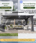 12 By 10 Foot Gazebo With Double Roof And Mosquito Netting for Outdoor Parties, showing wind resistance and load-bearing design.