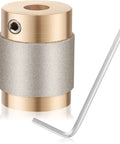 Front view of rose-gold glass grinder bit head with diamond-coated band and included L-shaped hex key