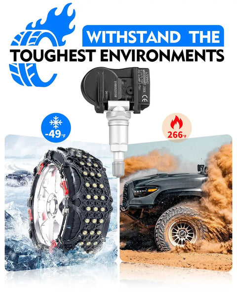 Plug And Play Pre Programmed TPMS Tire Pressure Sensor Kit For Toyota Prius Corolla Camry RAV4 4Runner Tacoma Tundra Lexus IS ES GX HS Scion 315MHz Fitment Set Of Four on black sensor