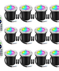 RGBW Low Voltage Landscape Lights With Wire Connectors 12 Pack Outdoor LED Well Lighting IP67 Waterproof In Ground Pathway