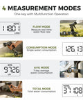Four measurement modes of Water Flow Meter With 180 Degree Removable LCD Panel for garden hoses and RV tanks.