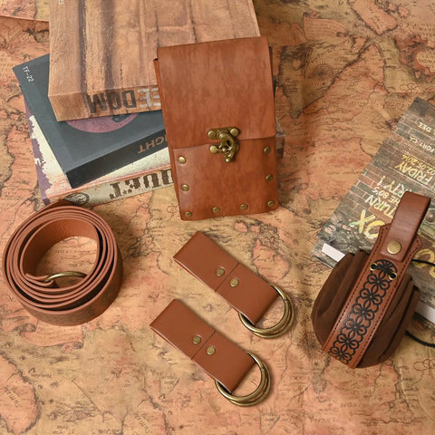 Dope Renaissance Belt Set With Leather Arm Guards And Sword Sheath Adjustable Waist Bag Viking Style Medieval Gear For Cosplay Or LARP