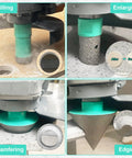 Pro Grade Heavy Duty Diamond Core Drill Bits and Chamfer Bit Set for Porcelain Tile Ceramic Marble Brick Concrete Three Piece Includes 20mm and 35mm Bits for Dry or Wet Drilling Five Eighths Eleven Thread in action on different surfaces.