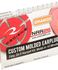 Packaging of Custom Molded Earplugs Do It Yourself Kit in Orange Molds in 10 Minutes Soft Permanent Fit Made in USA