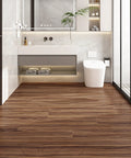Hilarious 36 Pack Peel And Stick Waterproof Wood Grain Vinyl Flooring Tiles 54 Sq Ft Self Adhesive Rigid Core Plank in bathroom