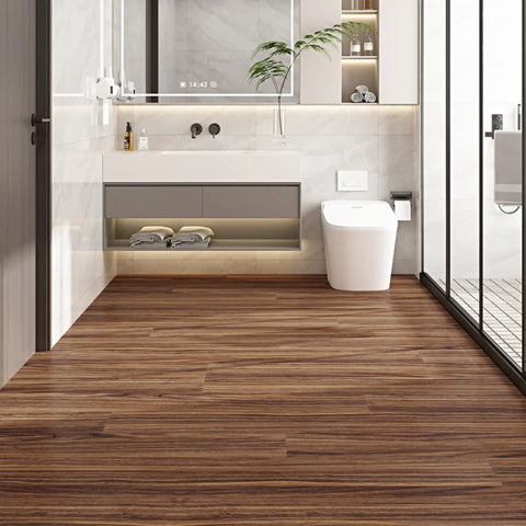 Hilarious 36 Pack Peel And Stick Waterproof Wood Grain Vinyl Flooring Tiles 54 Sq Ft Self Adhesive Rigid Core Plank in bathroom